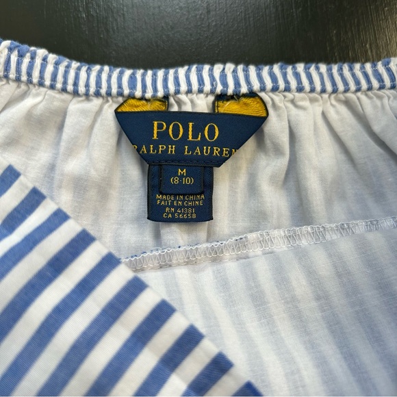 Polo Ralph Lauren White And Blue Striped Tiered Skirt, Size 8-10 (Medium) - Picture 3 of 5